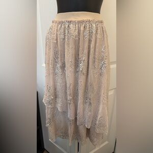 Cato Beige Sequin A-Line Skirt